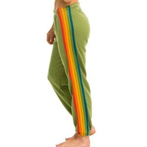 Aviator Nation Green 5 Stripe Sweatpants